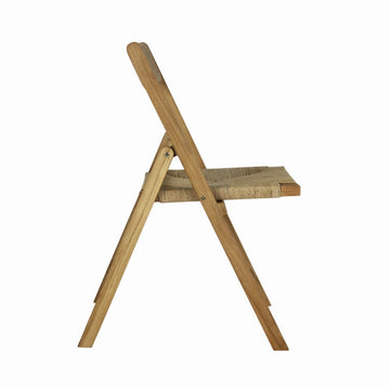 Kiawah Coastal Modern Wood Woven Seagrass Folding Chair - JONATHAN Y